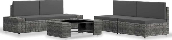 5 részes szürke polyrattan kerti ülőgarnitúra