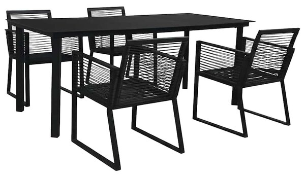 5 részes fekete PVC rattan kültéri étkezőgarnitúra