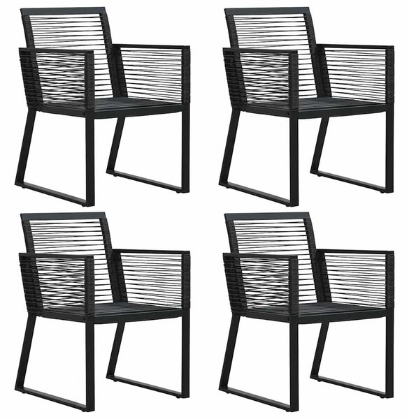 5 részes fekete PVC rattan kültéri étkezőgarnitúra