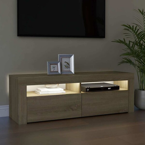 Sonoma tölgy színű TV-szekrény LED-lámpákkal 120 x 35 x 40 cm