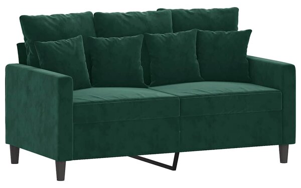 Kétszemélyes sötétzöld bársony kanapé 120 cm