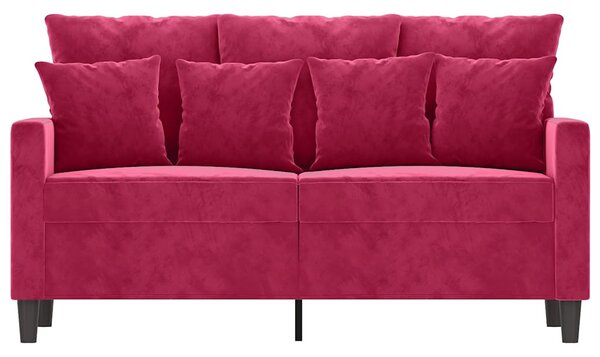 Kétszemélyes bordó bársony kanapé 120 cm