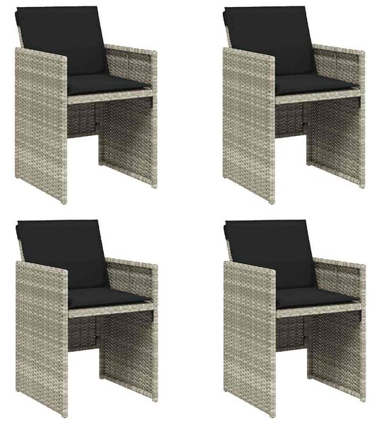 4 db világosszürke polyrattan kerti szék párnával