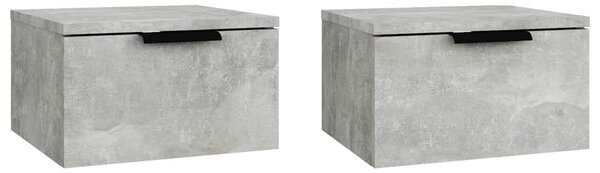 2 db betonszürke falra szerelhető éjjeliszekrény 34x30x20 cm