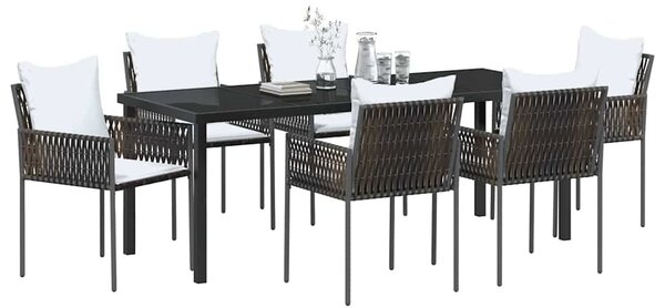 Kert étkező szett 7 db Barna és fekete PE Rattan