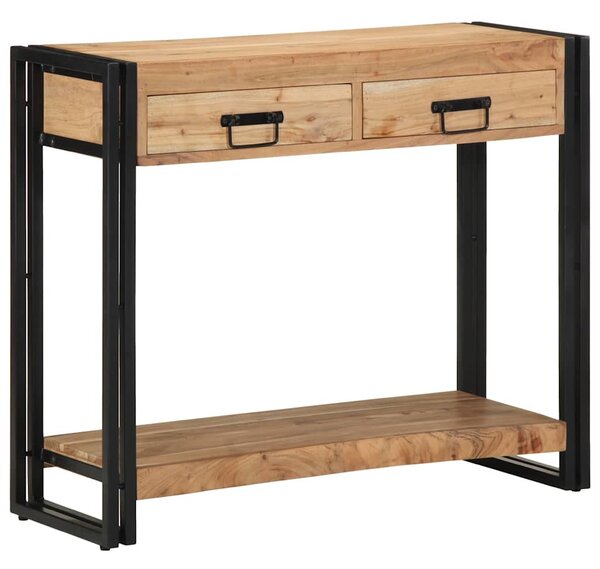 Konzolasztal fiókkal Barna 90 x 33 x 75 cm Tömör Akácfa