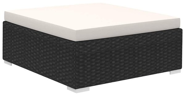6-részes fekete polyrattan kerti bútorszett párnákkal