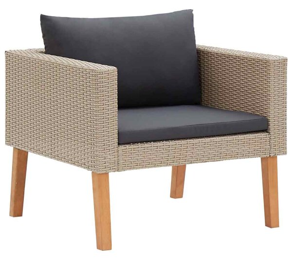 3 részes bézs polyrattan kerti ülőgarnitúra párnákkal
