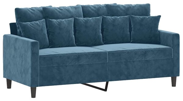 Kétszemélyes kék bársony kanapé 140 cm