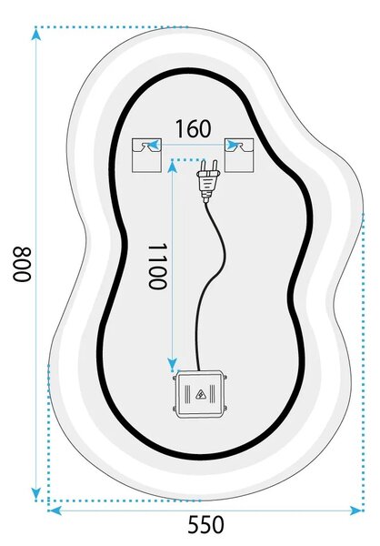 LED Tükör UNO 80x55 cm
