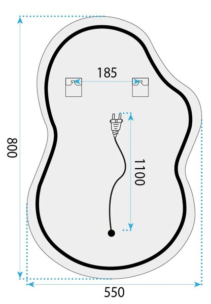 LED Tükör UNO 80x55 cm