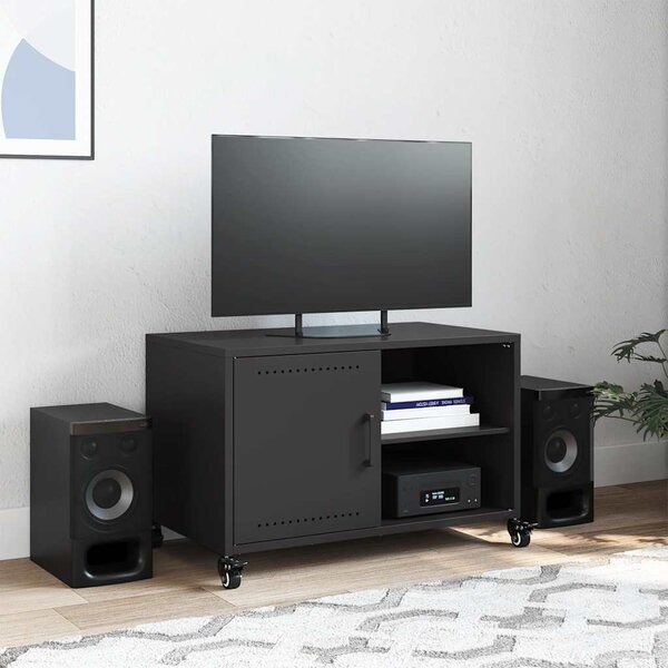Fekete acél TV-szekrény 68 x 39 x 43,5 cm