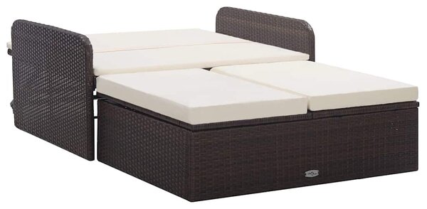 2 részes barna polyrattan kerti bútorszett párnákkal