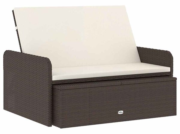 2 részes barna polyrattan kerti bútorszett párnákkal