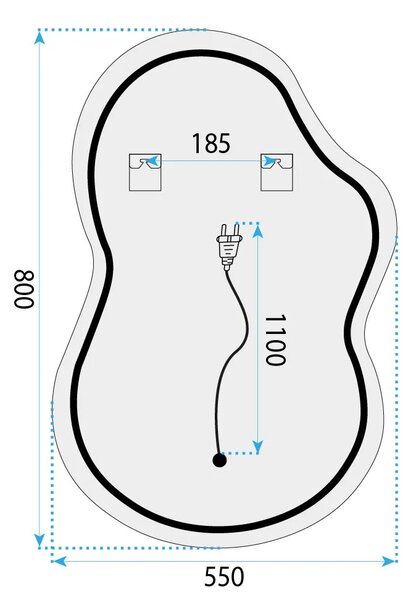 LED Tükör UNO DOUBLE 80x55 cm