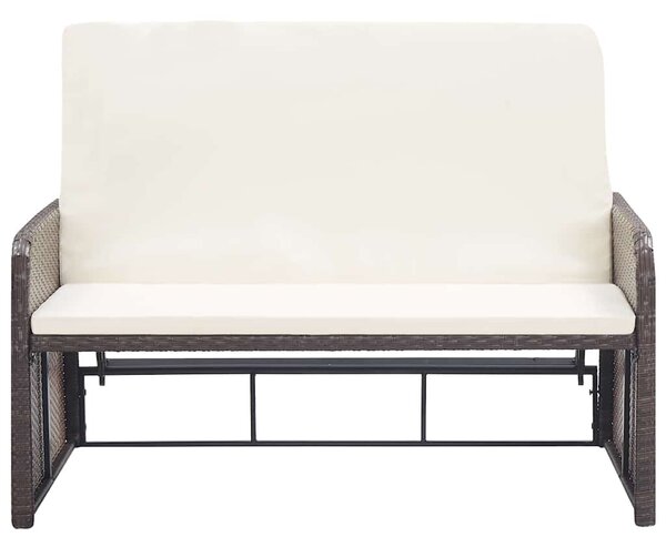 2 részes barna polyrattan kerti bútorszett párnákkal