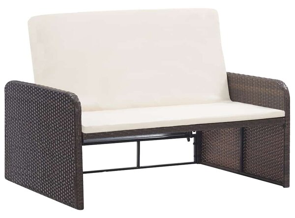 2 részes barna polyrattan kerti bútorszett párnákkal