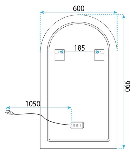 LED Tükör 90x60cm TOP-1