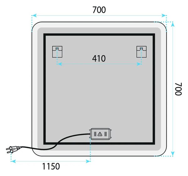 LED Tükör 70x70cm TOP-2