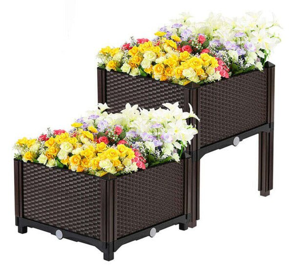 Műanyag virágosláda - rattan - tetszés szerint variálható - 39 x 39 x 22 cm
