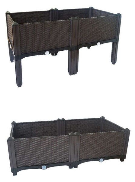 Műanyag virágosláda - rattan - tetszés szerint variálható - 39 x 39 x 22 cm