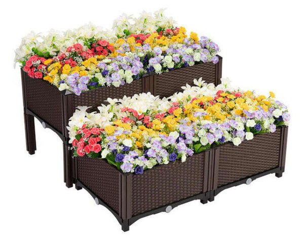 Műanyag virágosláda - rattan - tetszés szerint variálható - 39 x 39 x 22 cm