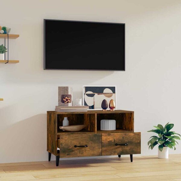Füstös tölgy színű szerelt fa TV-szekrény 80 x 36 x 50 cm