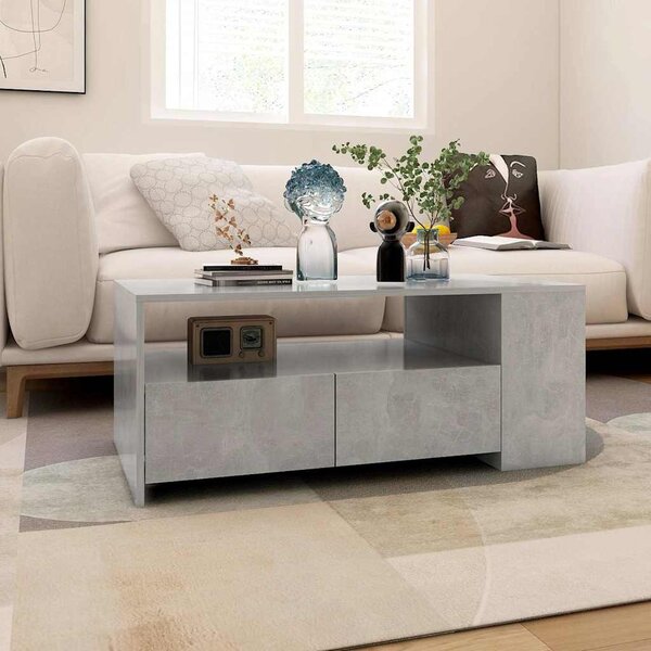 Betonszürke szerelt fa dohányzóasztal 102 x 55 x 42 cm