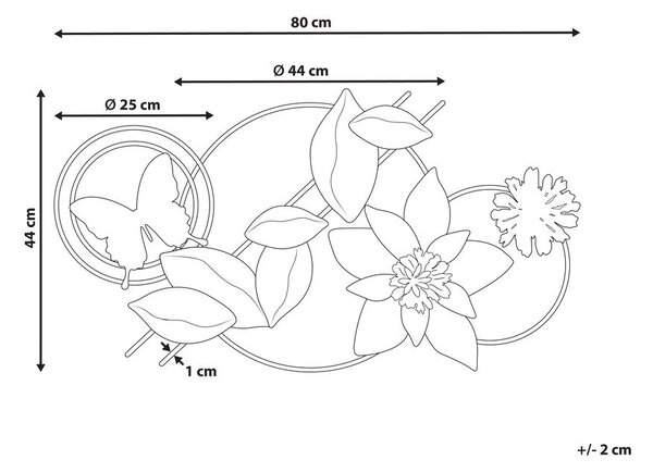Fali Dekoráció Virág THORIUM Fém 44 cm Színes