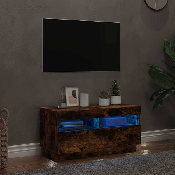 Füstös tölgy színű TV-szekrény LED-világítással 80 x 35 x 40 cm