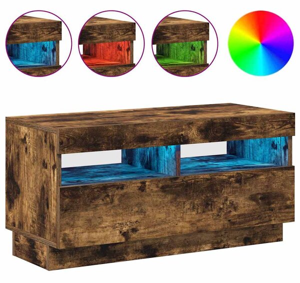 Füstös tölgy színű TV-szekrény LED-világítással 80 x 35 x 40 cm