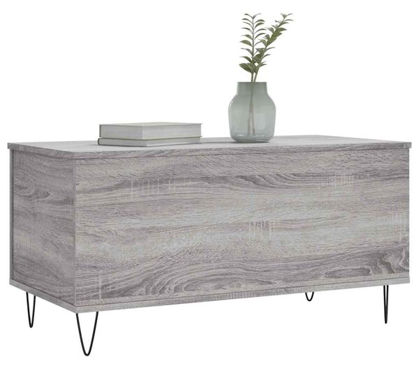 Szürke sonoma színű szerelt fa dohányzóasztal 90x44,5x45 cm