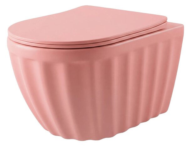 Szett: Fali WC csésze + Pultra szerelhető mosdókagyló Rea Duo Sweet Pink Matt