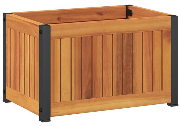 Tömör akácfa és acél kerti virágtartó 45 x 30 x 27,5 cm