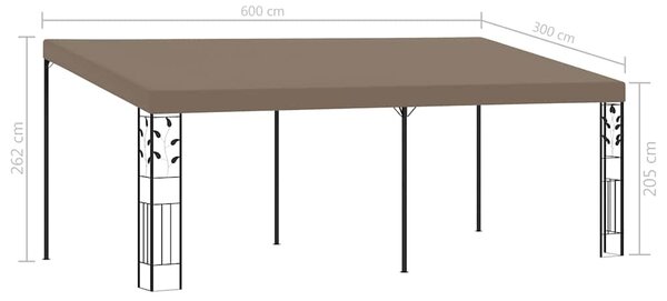Tópszínű falra szerelhető pavilon 6 x 3 x 2,5 m