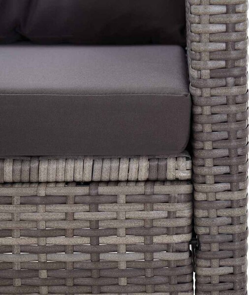 Kétszemélyes szürke polyrattan kerti kanapé párnákkal 124 cm