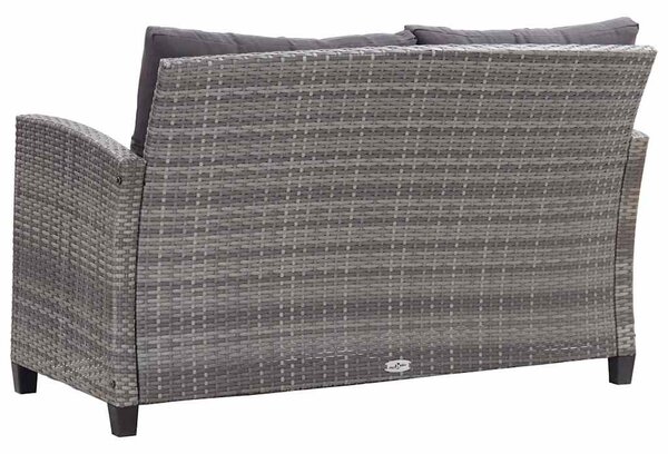 Kétszemélyes szürke polyrattan kerti kanapé párnákkal 124 cm
