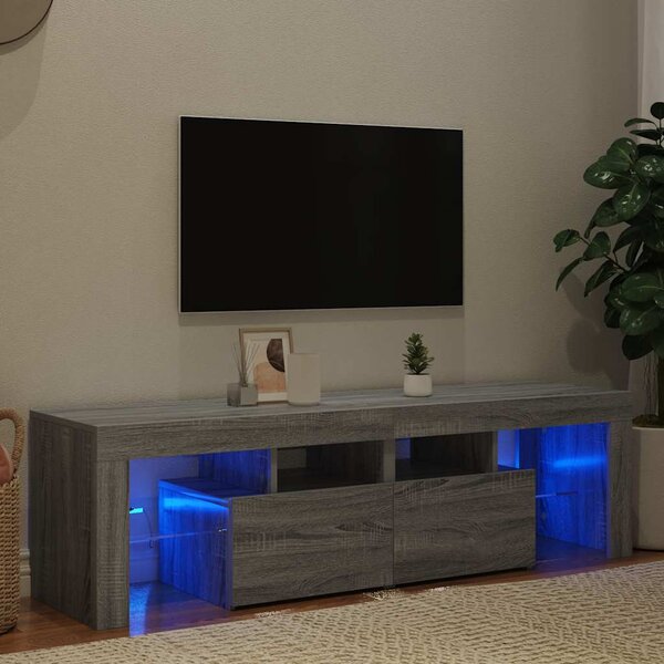 Szürke sonoma színű TV-szekrény LED-világítással 140x36,5x40 cm