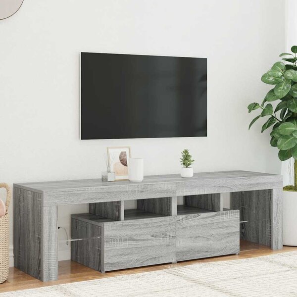 Szürke sonoma színű TV-szekrény LED-világítással 140x36,5x40 cm