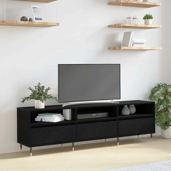 TV szekrény 150 x 30 x 45 cm Fekete tölgy Szerelt Fa