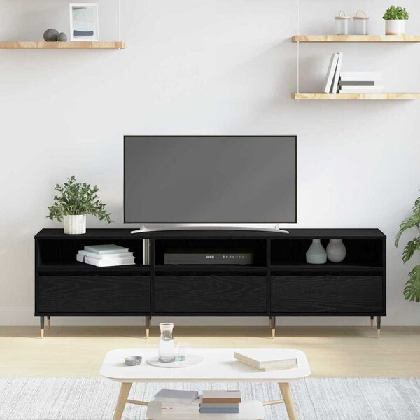TV szekrény 150 x 30 x 45 cm Fekete tölgy Szerelt Fa