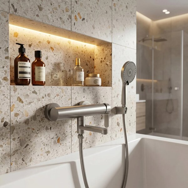 Kádtöltő csaptelep Rea Arcos Brushed Nickel