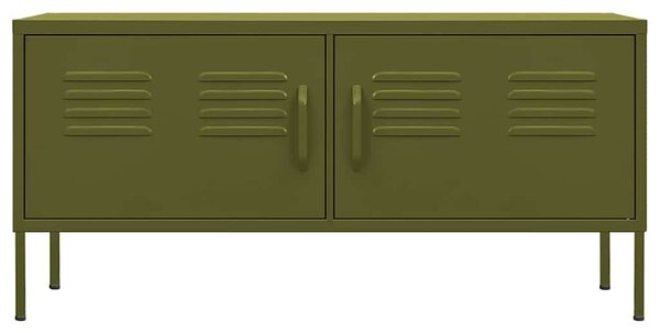 Olívazöld acél TV-szekrény 105 x 35 x 50 cm