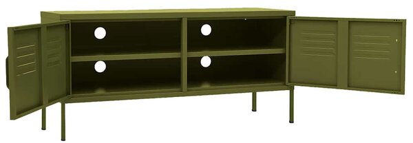 Olívazöld acél TV-szekrény 105 x 35 x 50 cm