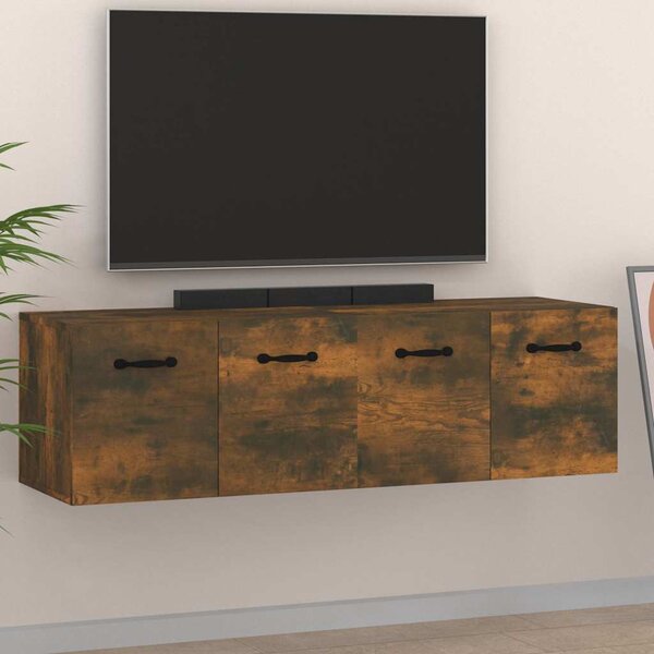 2 db füstös tölgy színű szerelt fa faliszekrény 80x35x36,5 cm