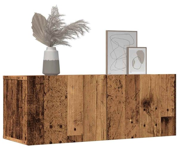2 db antik fa színű falra szerelhető TV-szekrény 80 x 30 x 30cm