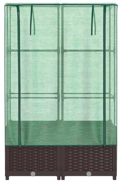Rattan megjelenésű magaságyás melegháztakaróval 80x40x138 cm
