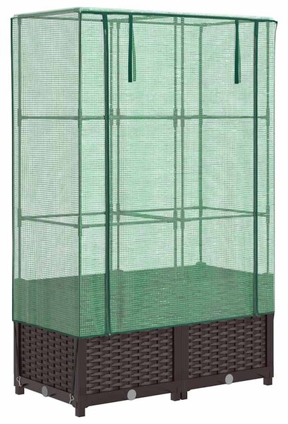 Rattan megjelenésű magaságyás melegháztakaróval 80x40x138 cm
