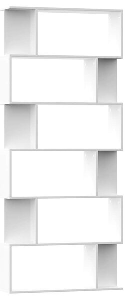 Fehér szerelt fa könyvszekrény/térelválasztó 80x24x192 cm