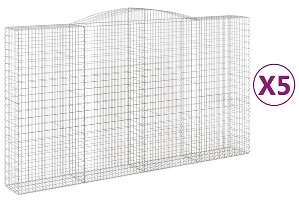 5 db íves horganyzott vas gabion kosár 400x50x220/240 cm